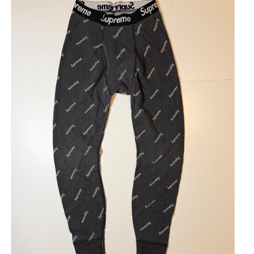 Supreme Thermal Pants Mens Small Waffle Knit Logo